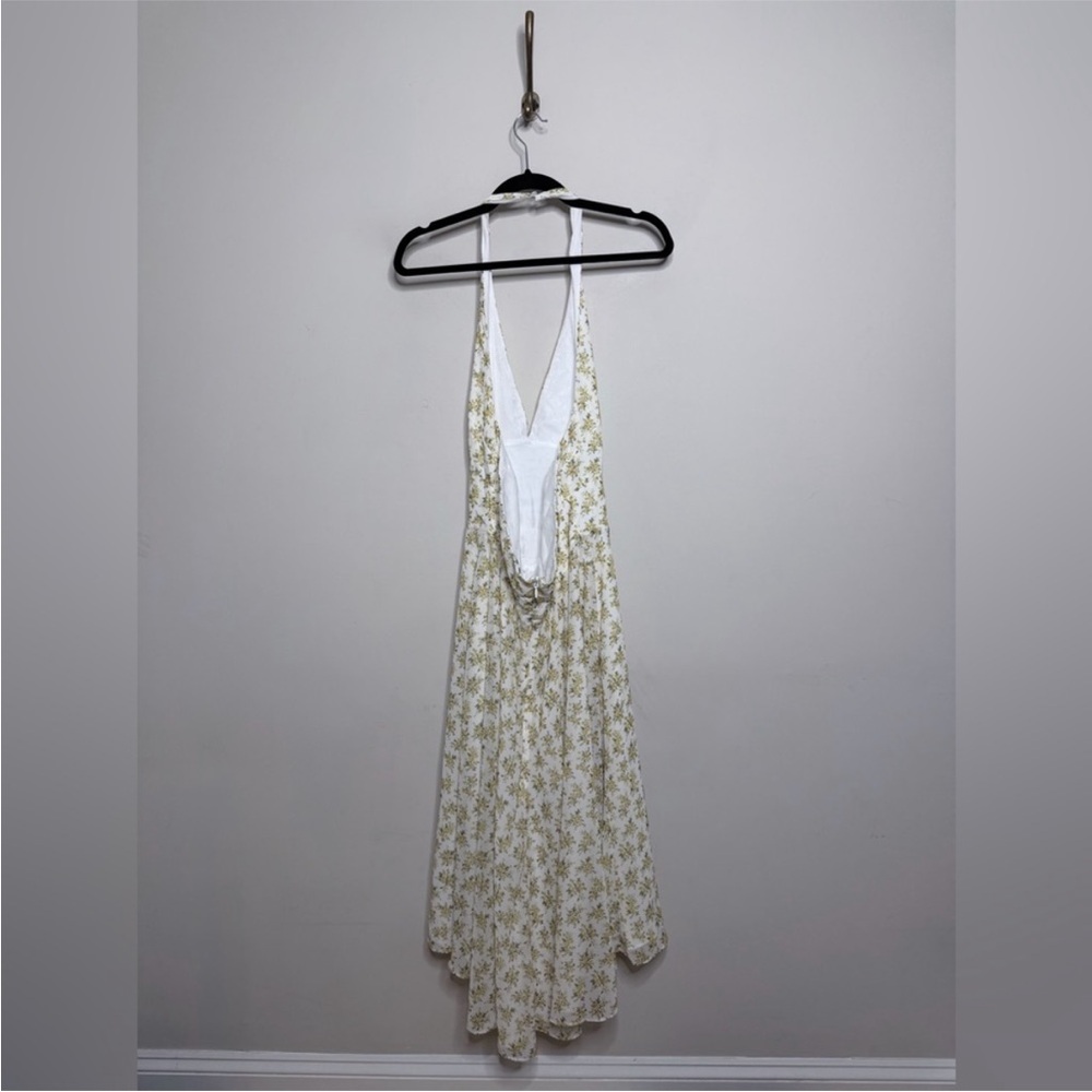 House of CB Ivory Vintage Floral Print Georgette Halter Sundress - Picture 5 of 9
